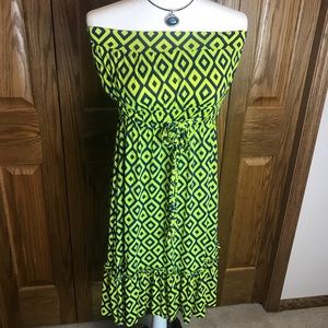 India Boutique Green & Blue Strapless Sun Dress